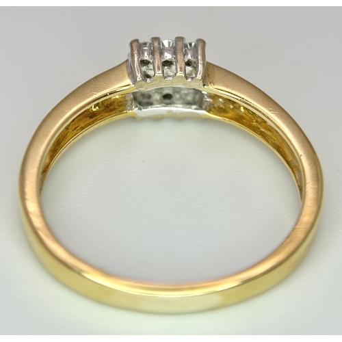 113 - AN 18K YELLOW GOLD DIAMOND RING 0.33CT 2.9G SIZE L 1/2. Ref: SC 3051