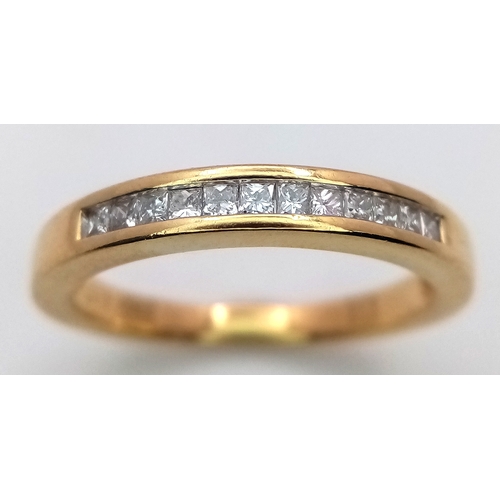 177 - AN 18K YELLOW GOLD DIAMOND HALF ETERNITY RING 0.17CT 2.9G SIZE K. Ref: SC 3077