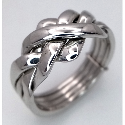 201 - A 9K WHITE GOLD PUZZLE RING 5.4G SIZE M. Ref: 8744