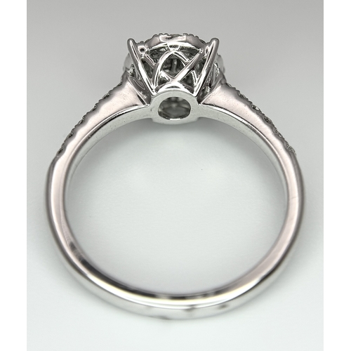 179 - A 10K WHITE GOLD DIAMOND CLUSTER RING 0.65CT , 3G TOTAL WEIGHT, SIZE N 1/2. Ref: A/S 1205