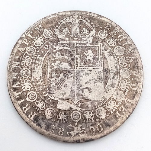 1647 - An 1890 Queen Victoria Silver Halfcrown.