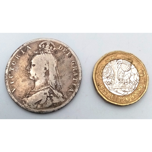 1647 - An 1890 Queen Victoria Silver Halfcrown.