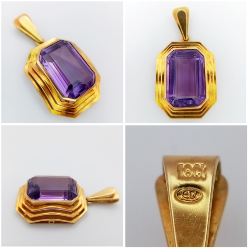 127 - A Fabulous 18K Yellow Gold and Amethyst Jewellery Suite - High quality, clean amethysts. Comprising ... 