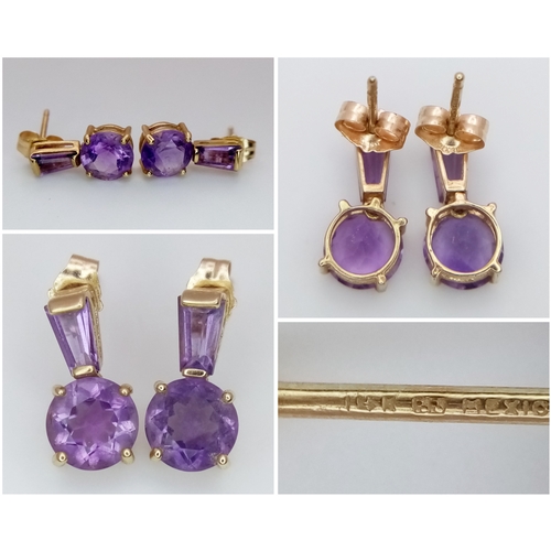 127 - A Fabulous 18K Yellow Gold and Amethyst Jewellery Suite - High quality, clean amethysts. Comprising ... 