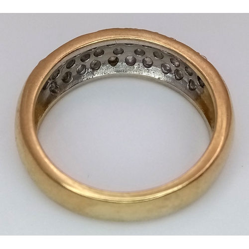 136 - A 9K Yellow Gold White Stone Pave Ring. Size M. 4.5g