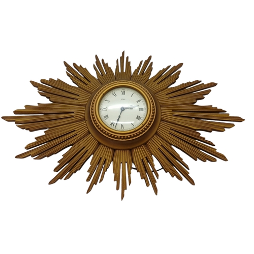 1630 - A Vintage Metamec Retro Sun Burst Wall Clock. Needs to be connected to an electrical supply so as fo... 