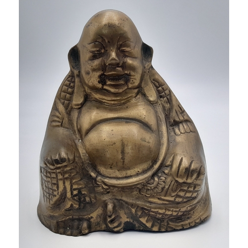 1626 - A Vintage Brass Buddha. 15x 12cm