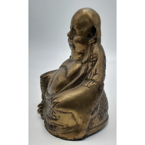 1626 - A Vintage Brass Buddha. 15x 12cm