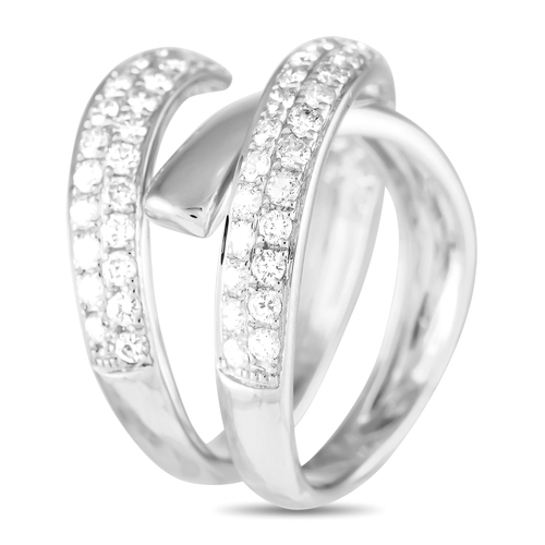 107 - An 18K White Gold 1.20ct Diamond Coil Ring. It features a polished coiled band in 18K white gold, de... 