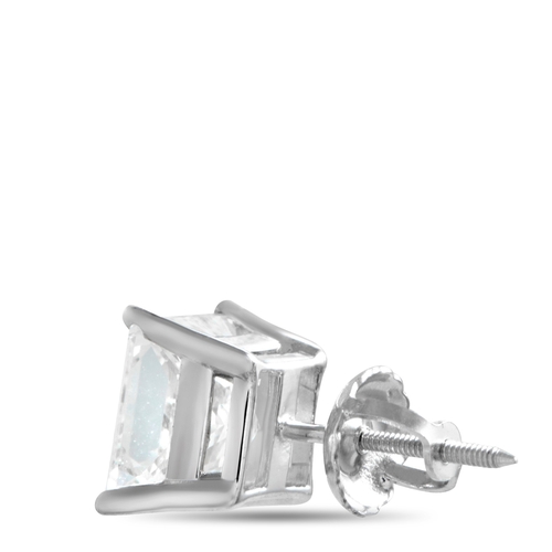 124 - A  Pair of 14K White Gold 3.60ct Lab-Grown Diamond Stud Earrings. The pair feature brilliant princes... 