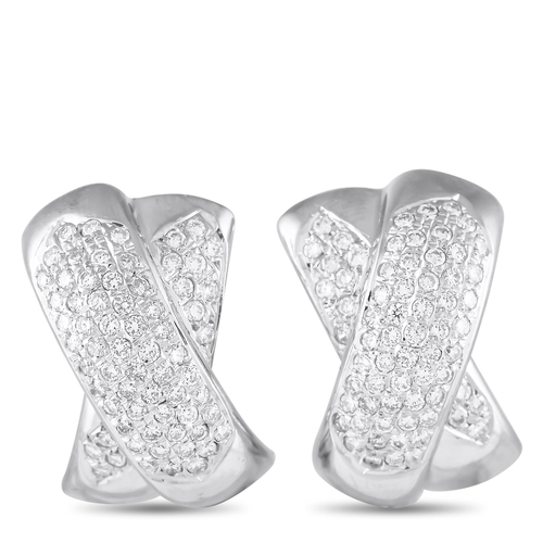 148 - A Pair of 18K White Gold 1.30ct Diamond Earrings. Inset Diamonds with a total weight of 1.30 carats ... 