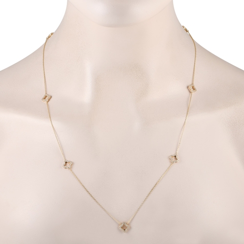 149 - A 14K Yellow Gold 1.0ct Diamond Quatrefoil Station Necklace. Effortlessly and confidently elevate yo... 