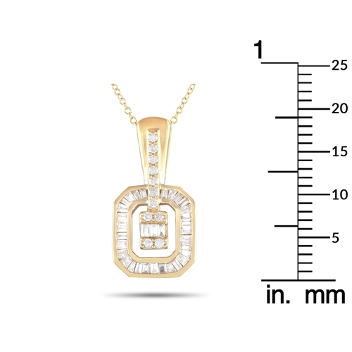 152 - A 14K Yellow Gold 0.35ct Diamond Pendant Necklace. It has a barely-there chain and an octagonal pend... 