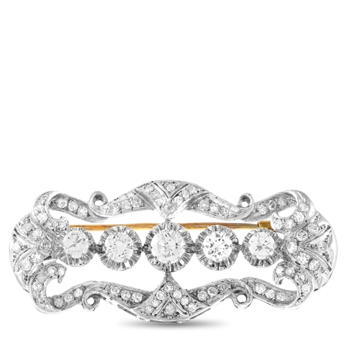 161 - An Antique 18K White and Yellow Gold 2.65ct Diamond Brooch. Crafted from a combination of 18K white ... 