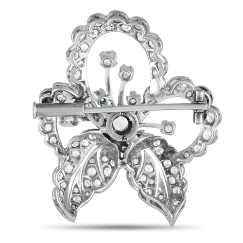 167 - A Platinum 2.80ct Diamond Brooch. Crafted with a Platinum setting, this antique brooch will add opul... 