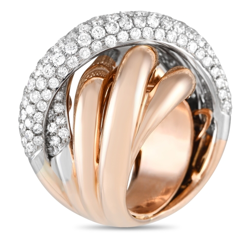 207 - An 18K Rose Gold 3.80ct Diamond Crossover Ring. Crafted from 18K Rose Gold, the crossover style desi... 