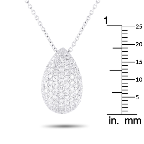 23 - An Bucherer 18K White Gold 1.22ct Diamond Pave Teardrop Necklace. A dazzling diamond necklace that w... 