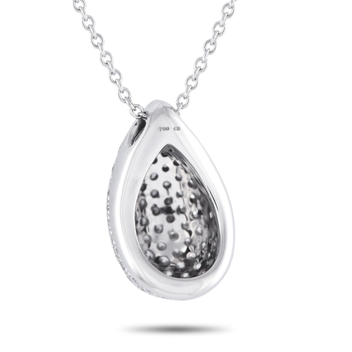 23 - An Bucherer 18K White Gold 1.22ct Diamond Pave Teardrop Necklace. A dazzling diamond necklace that w... 