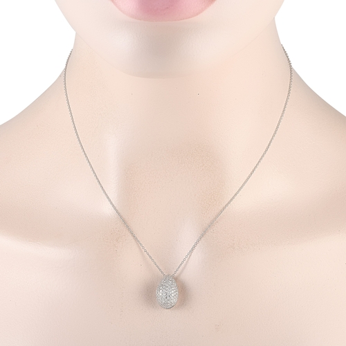 23 - An Bucherer 18K White Gold 1.22ct Diamond Pave Teardrop Necklace. A dazzling diamond necklace that w... 