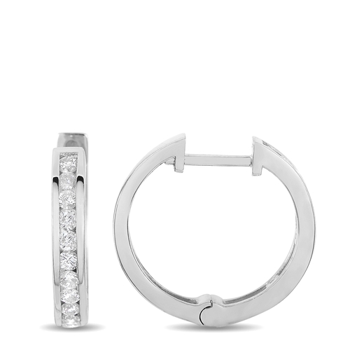 259 - A Pair of 14K White Gold 0.50ct Diamond Hoop Earrings. Exceptionally stylish, charmingly feminine an... 