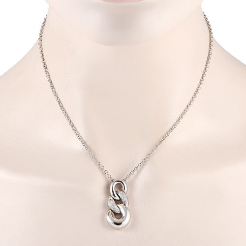 26 - An Bucherer 18K White Gold 0.35ct Diamond Curb Link Pendant Necklace. A striking 18K white gold pend... 