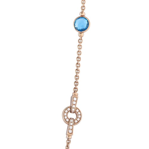 28 - A Bvlgari Parentesi 18K Rose Gold Diamond and Multi Gemstone Long Necklace. Delicately stunning, thi... 