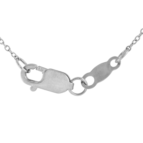 295 - A 14K White Gold 0.06ct Diamond Station Necklace. A series of 14K white gold pendants make this neck... 