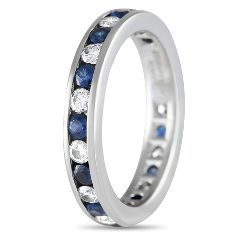 344 - A Tiffany & Co. Platinum 0.33ct Diamond and Sapphire Eternity Band Ring. Exuding royal vibes, this d... 