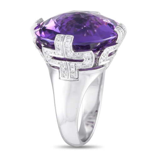 35 - A Bvlgari Parentesi 18K White Gold 0.70ct Diamond and Amethyst Ring. Your looking at a striking stat... 