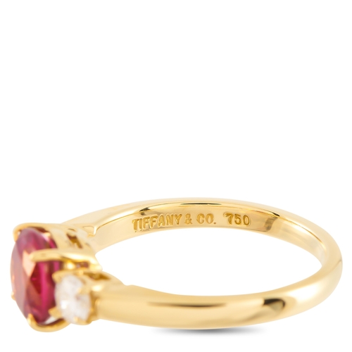 351 - A Tiffany & Co. 18K Yellow Gold 0.30ct Diamond and Tourmaline Ring. An opulent 18K Yellow Gold setti... 