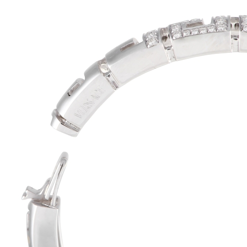 379 - A Versace Greca 18K White Gold 1.20ct Diamond Bangle Bracelet. Versace's Greca motif is all over thi... 