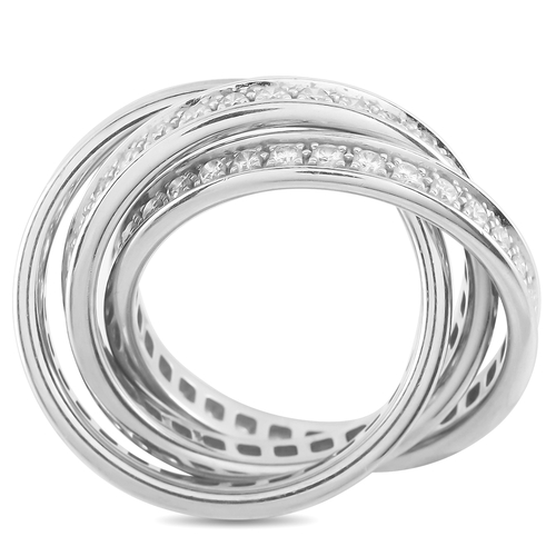 76 - A Cartier Trinity 18K White Gold Diamond Ring. A trio of interlocking 18K White Gold bands provide t... 