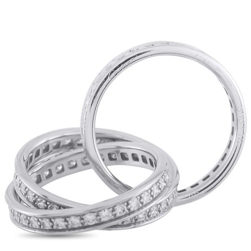 76 - A Cartier Trinity 18K White Gold Diamond Ring. A trio of interlocking 18K White Gold bands provide t... 