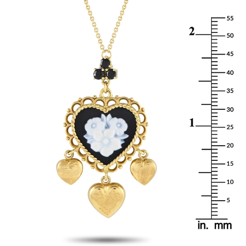 87 - A Dolce&Gabbana   18K Yellow Gold Sapphire and Black Jade Necklace. The 18K Yellow Gold heart-shaped... 