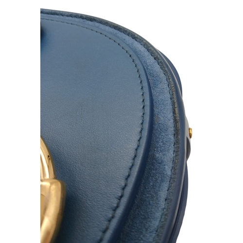 263 - A Chloé Blue Leather Tess Bag. Blue leather exterior with gold-toned hardware, top handle, detachabl... 