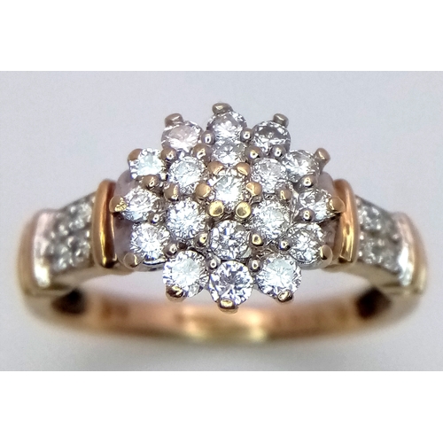 432 - A 9K YELLOW GOLD DIAMOND CLUSTER RING 0.50CT , 2.5G TOTAL WEIGHT, SIZE M 1/2. Ref: 9198