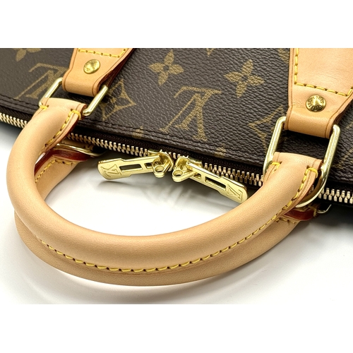 178 - A Louis Vuitton Monogram Alma Bag. Brown monogram canvas exterior with gold-toned hardware, double r... 