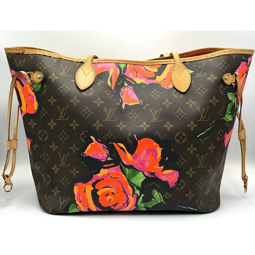 18 - A Louis Vuitton Stephen Sprouse Roses Neverfull Tote Bag. Classic monogram coated canvas exterior wi... 