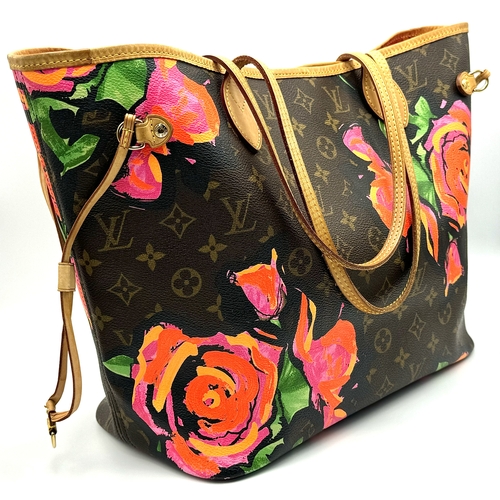 18 - A Louis Vuitton Stephen Sprouse Roses Neverfull Tote Bag. Classic monogram coated canvas exterior wi... 