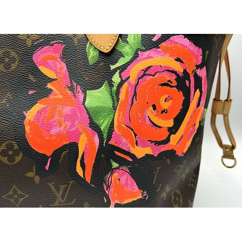 18 - A Louis Vuitton Stephen Sprouse Roses Neverfull Tote Bag. Classic monogram coated canvas exterior wi... 