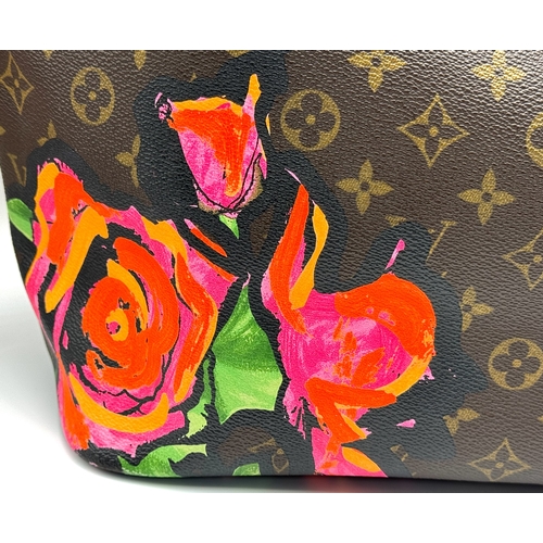 18 - A Louis Vuitton Stephen Sprouse Roses Neverfull Tote Bag. Classic monogram coated canvas exterior wi... 