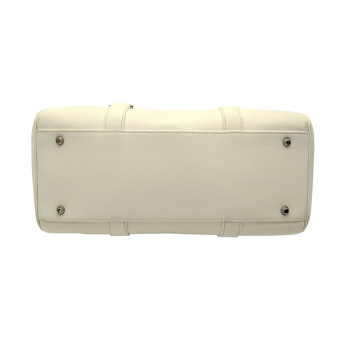 375 - A Christian Dior White Leather Shoulder Bag. White grained leather exterior with silver-toned hardwa... 