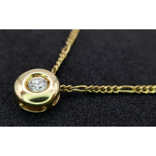 423 - A 14 Carat Gold Diamond Set Pendant on a 45cm Long 9 Carat Gold Chain. The Pendant is set with a 3mm... 