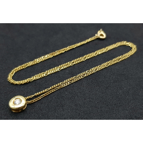 423 - A 14 Carat Gold Diamond Set Pendant on a 45cm Long 9 Carat Gold Chain. The Pendant is set with a 3mm... 