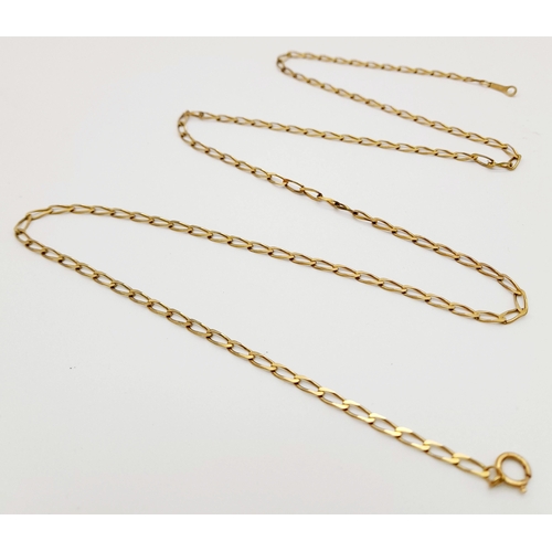 154 - Classic 9 CARAT GOLD CHAIN LINK NECKLACE.  Longer length at 60 cm.  Full UK hallmark .4.8 grams.