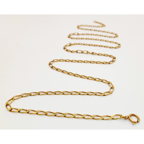 154 - Classic 9 CARAT GOLD CHAIN LINK NECKLACE.  Longer length at 60 cm.  Full UK hallmark .4.8 grams.