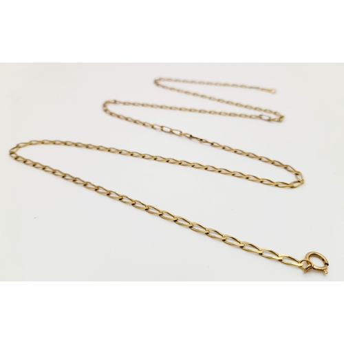 154 - Classic 9 CARAT GOLD CHAIN LINK NECKLACE.  Longer length at 60 cm.  Full UK hallmark .4.8 grams.