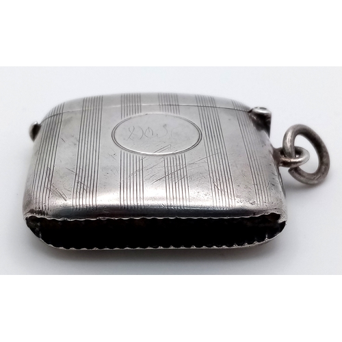 294 - Antique SILVER VESTA having clear hallmark for Joseph Gloster, Birmingham 1912. Attractive chased de... 