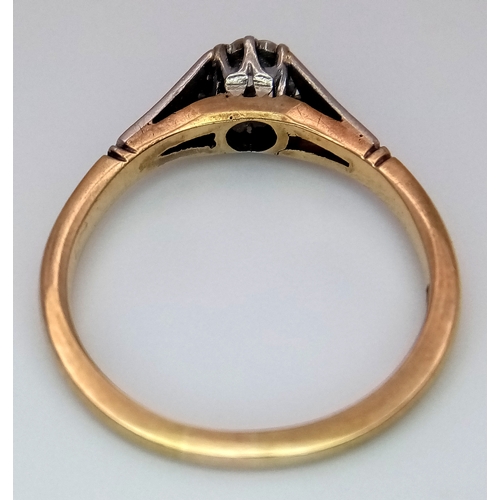 316 - A Vintage Bravingtons of London 9K Gold and Platinum Diamond Ring. Size P. 2.64g