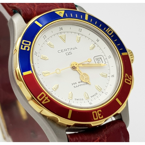 367 - A Rare, Ladies Certina DS Trionyx ‘Pepsi’ Quartz Date Watch. 28mm Case. Good working order and comes... 